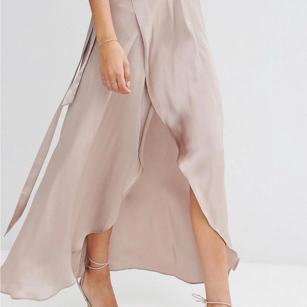 Elegant Women's Wrap Taupe High-Low Skirt